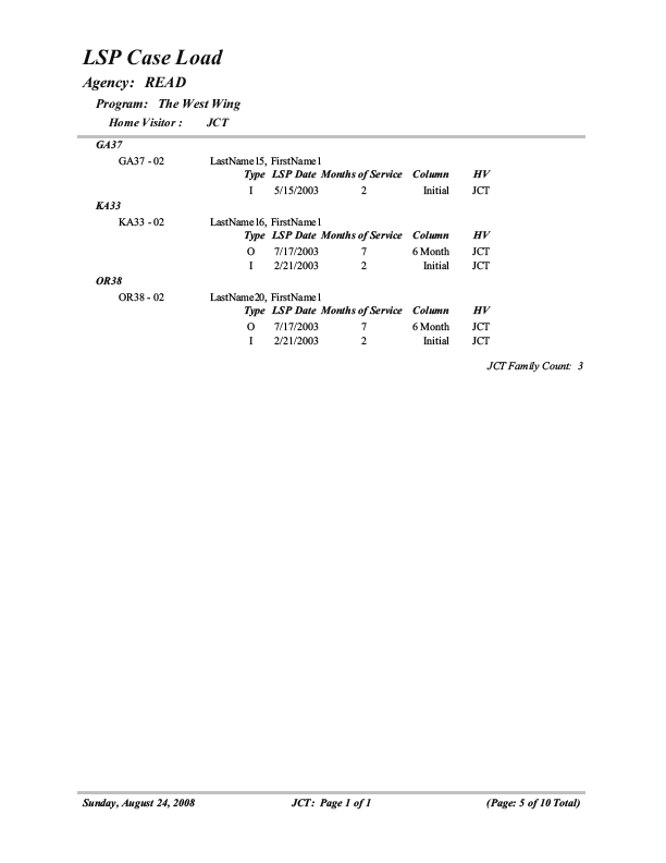 Case Load Report